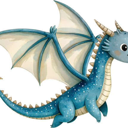 Cartoon blue dragon fabric panel