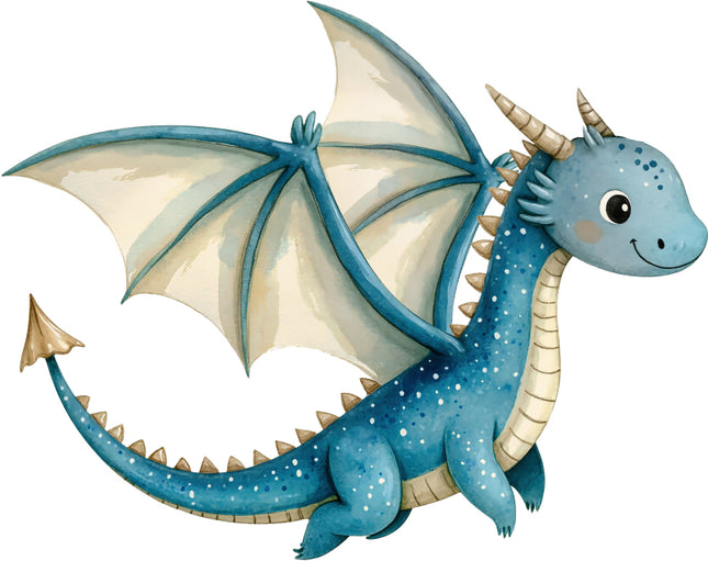 Cartoon blue dragon fabric panel