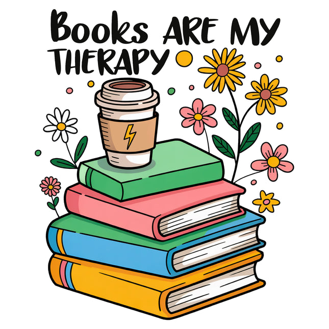 Books Are My Therapy 100% Cotton Fabric Panel Block AA947
