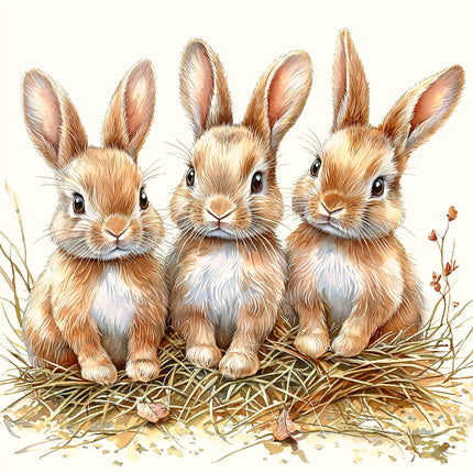 Three rabbits fabric panel
