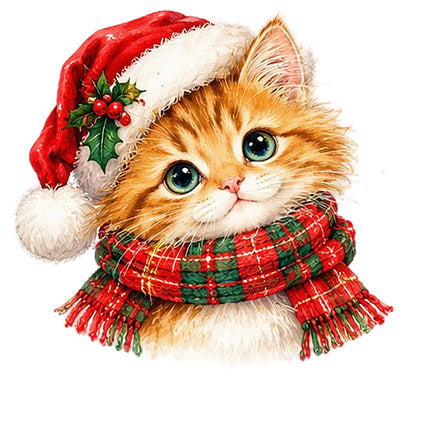 Christmas Orange Cat 100% Cotton Fabric Panel Block Quilt Square AAA100