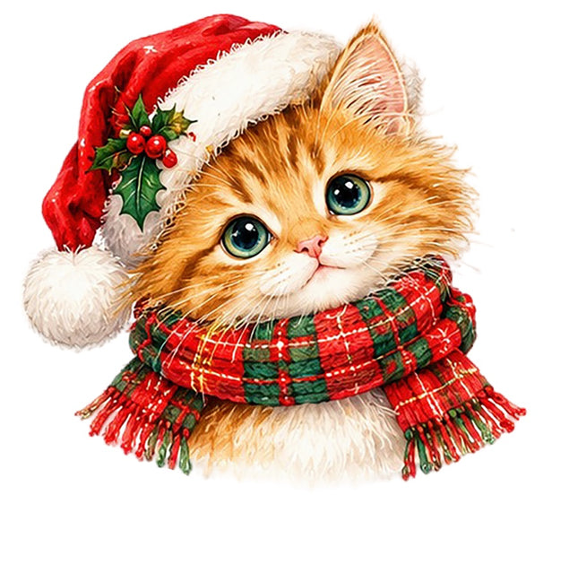 Christmas Orange Cat 100% Cotton Fabric Panel Block Quilt Square AAA100