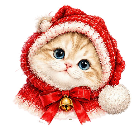 Christmas Cat 100% Cotton Fabric Panel Block Quilt Square AAA102