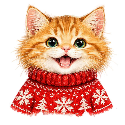 Christmas Orange Cat 100% Cotton Fabric Panel Block Quilt Square AAA104