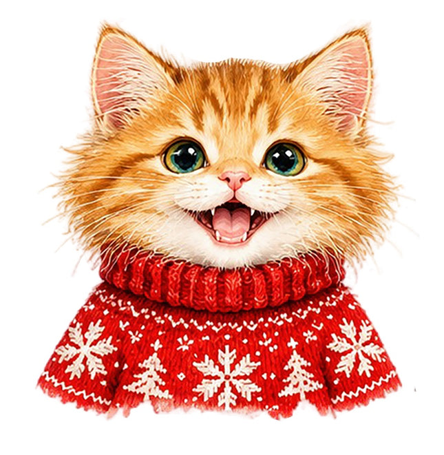 Christmas Orange Cat 100% Cotton Fabric Panel Block Quilt Square AAA104