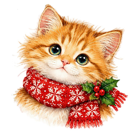 Christmas Orange Cat 100% Cotton Fabric Panel Block Quilt Square AAA108