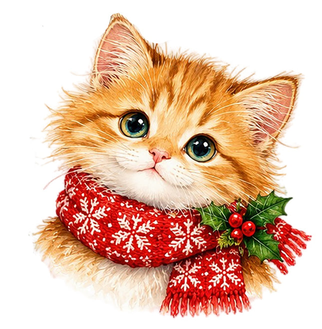 Christmas Orange Cat 100% Cotton Fabric Panel Block Quilt Square AAA108