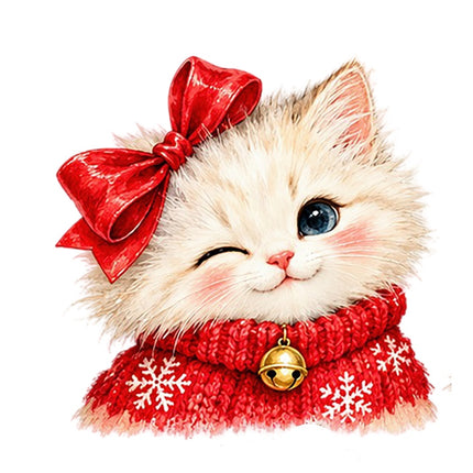 Christmas Cat 100% Cotton Fabric Panel Block Quilt Square AAA109