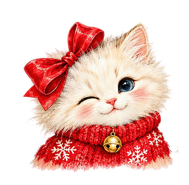 Christmas Cat 100% Cotton Fabric Panel Block Quilt Square AAA109
