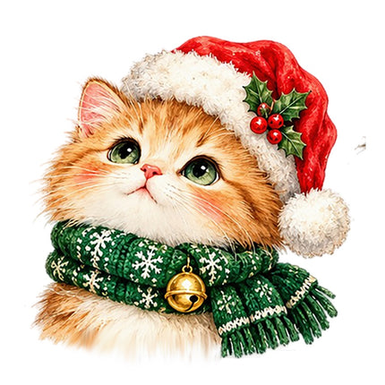 Christmas Cat 100% Cotton Fabric Panel Block Quilt Square AAA110