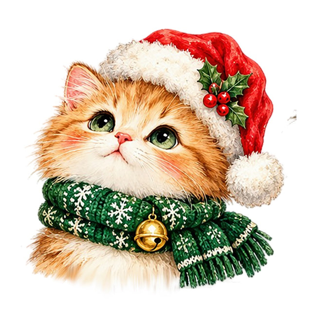 Christmas Cat 100% Cotton Fabric Panel Block Quilt Square AAA110