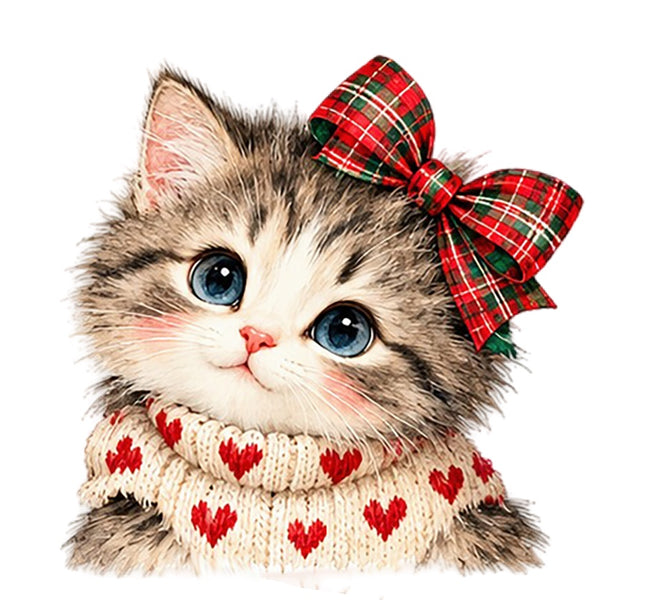 Christmas Cat 100% Cotton Fabric Panel Block Quilt Square AAA111
