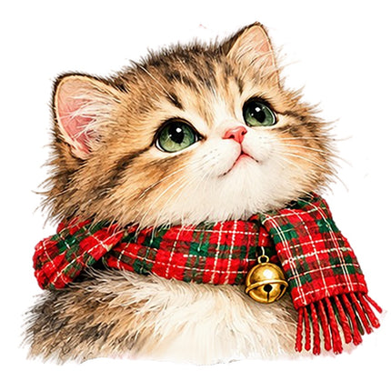 Christmas Cat 100% Cotton Fabric Panel Block Quilt Square AAA112