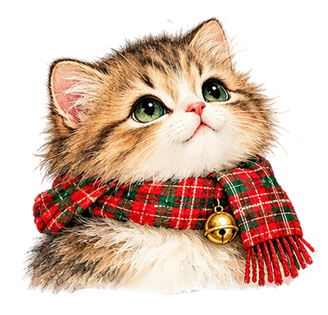 Christmas Cat 100% Cotton Fabric Panel Block Quilt Square AAA112