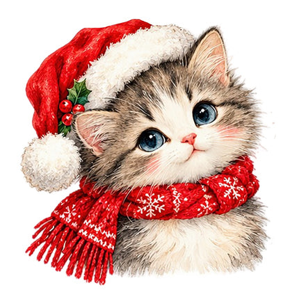 Christmas Cat 100% Cotton Fabric Panel Block Quilt Square AAA113