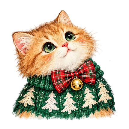 Christmas Orange Cat 100% Cotton Fabric Panel Block Quilt Square AAA114