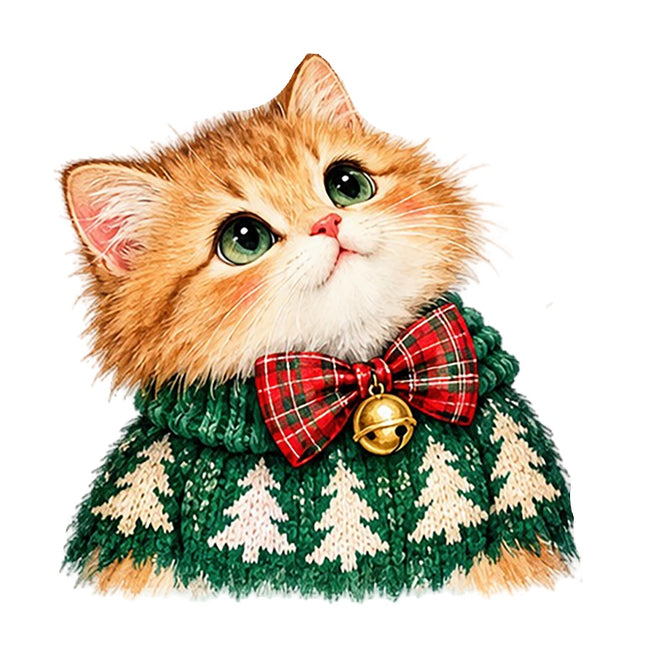 Christmas Orange Cat 100% Cotton Fabric Panel Block Quilt Square AAA114