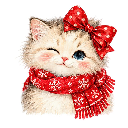 Christmas Cat 100% Cotton Fabric Panel Block Quilt Square AAA115