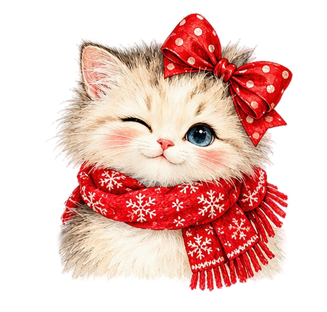 Christmas Cat 100% Cotton Fabric Panel Block Quilt Square AAA115