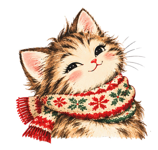 Christmas Cat 100% Cotton Fabric Panel Block Quilt Square AAA120