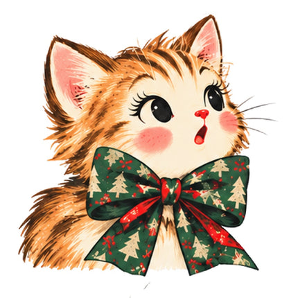 Christmas Cat 100% Cotton Fabric Panel Block Quilt Square AAA123