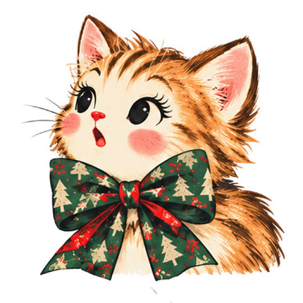 Retro Christmas Cat 100% Cotton Fabric Panel Block Quilt Square FLIP-AAA123