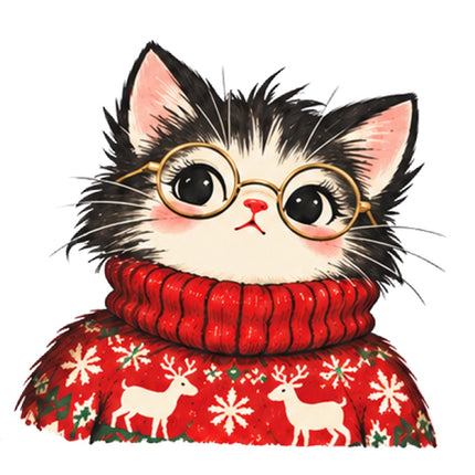 Christmas Cat 100% Cotton Fabric Panel Block Quilt Square AAA124