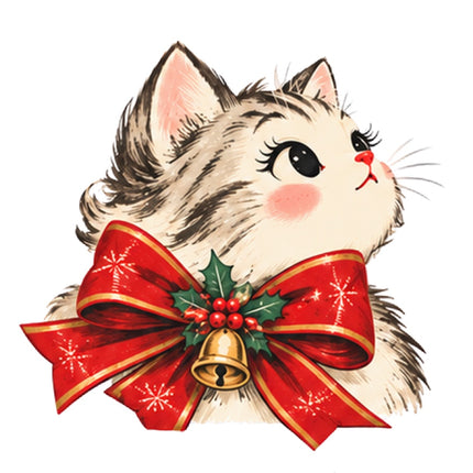 Christmas Cat 100% Cotton Fabric Panel Block Quilt Square AAA125