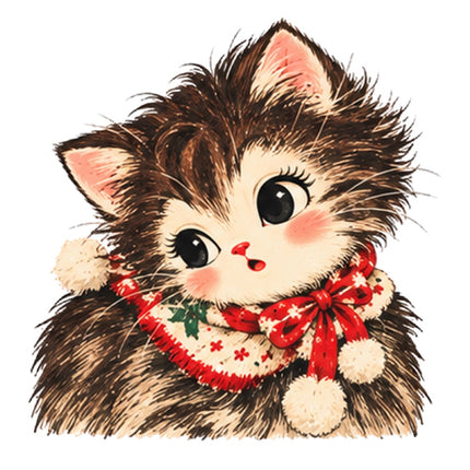 Christmas Cat 100% Cotton Fabric Panel Block Quilt Square AAA126