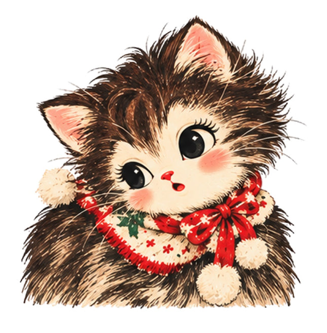 Christmas Cat 100% Cotton Fabric Panel Block Quilt Square AAA126