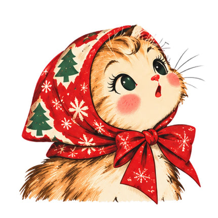 Christmas Cat 100% Cotton Fabric Panel Block Quilt Square AAA127