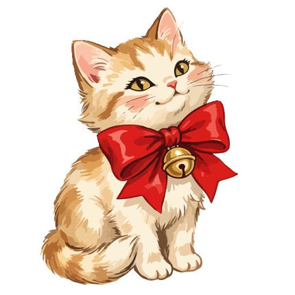 Christmas Cat 100% Cotton Fabric Panel Block Quilt Square AAA128