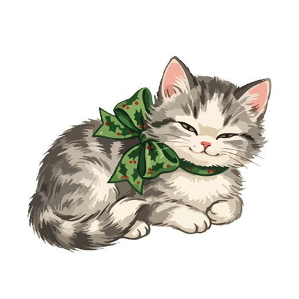 Christmas Cat 100% Cotton Fabric Panel Block Quilt Square AAA130