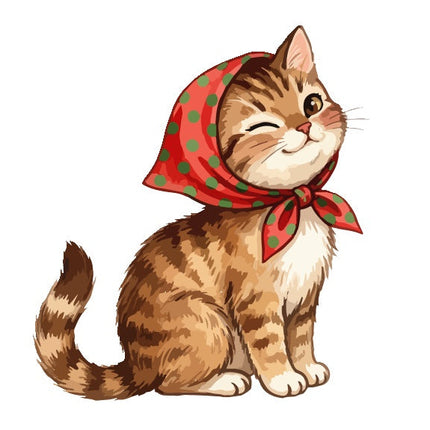 Christmas Cat 100% Cotton Fabric Panel Block Quilt Square AAA131