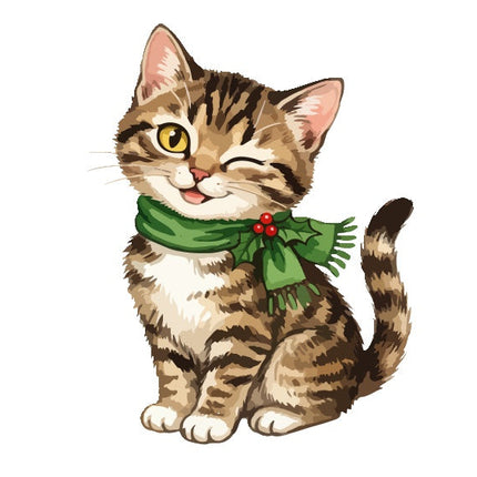 Christmas Cat 100% Cotton Fabric Panel Block Quilt Square AAA135