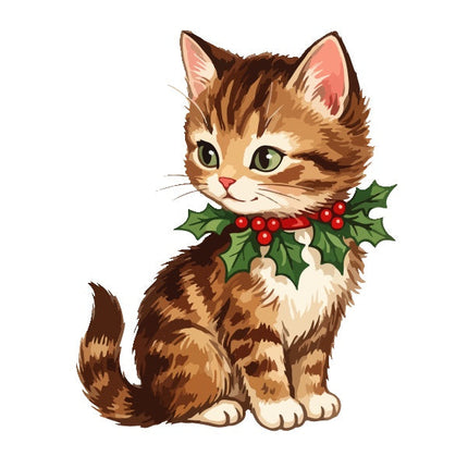 Christmas Cat 100% Cotton Fabric Panel Block Quilt Square AAA137