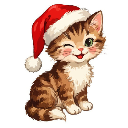 Christmas Cat 100% Cotton Fabric Panel Block Quilt Square AAA138