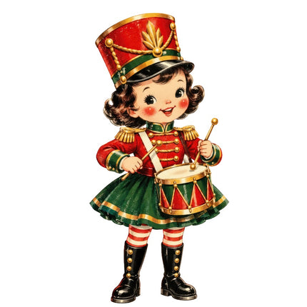 Retro Girl Soldier 100% Cotton Fabric Panel Block AAA344