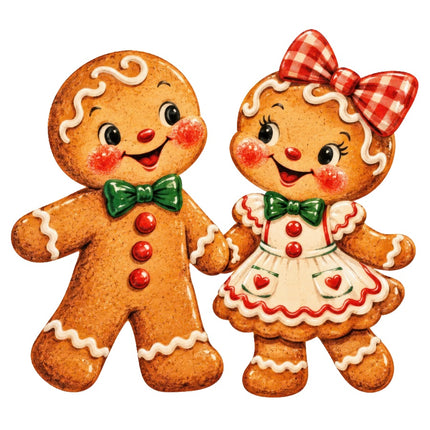 Retro Christmas Gingerbread 100% Cotton Fabric Panel Block AAA353
