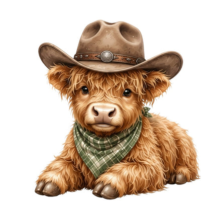 cowboy highland cow fabric panel