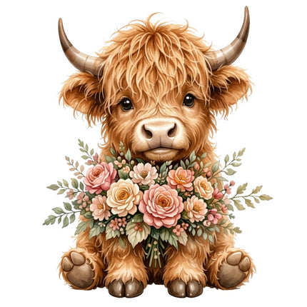 highland cow fabric panel