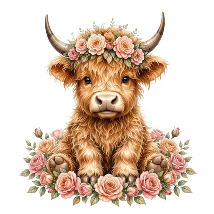 highland cow fabric panel