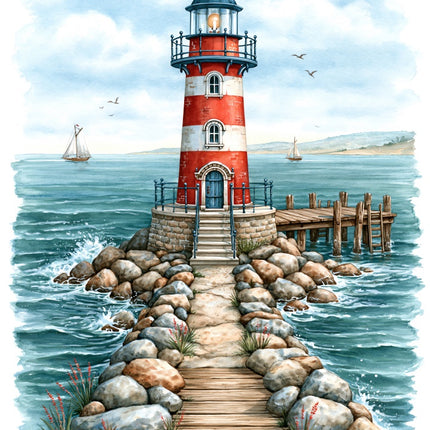 Lighthouse 100% Cotton Fabric Panel Block AAB1021