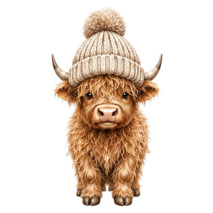 winter highland cow fabric panel