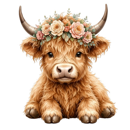 highland cow fabric panel
