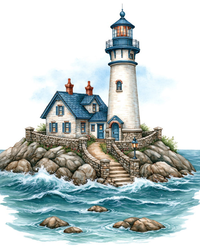 Coastal Lighthouse 100% Cotton Fabric Panel Block AAB1034