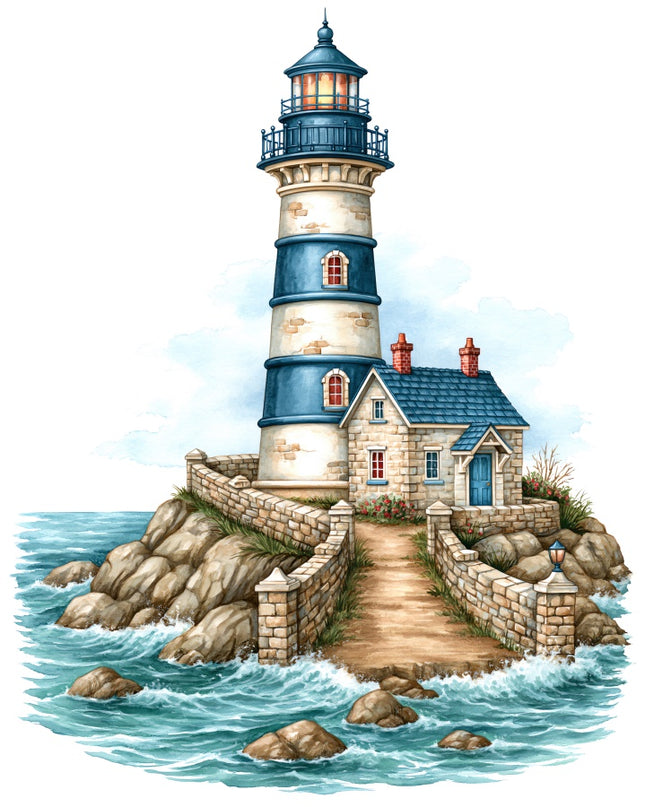 Coastal Lighthouse 100% Cotton Fabric Panel Block AAB1037