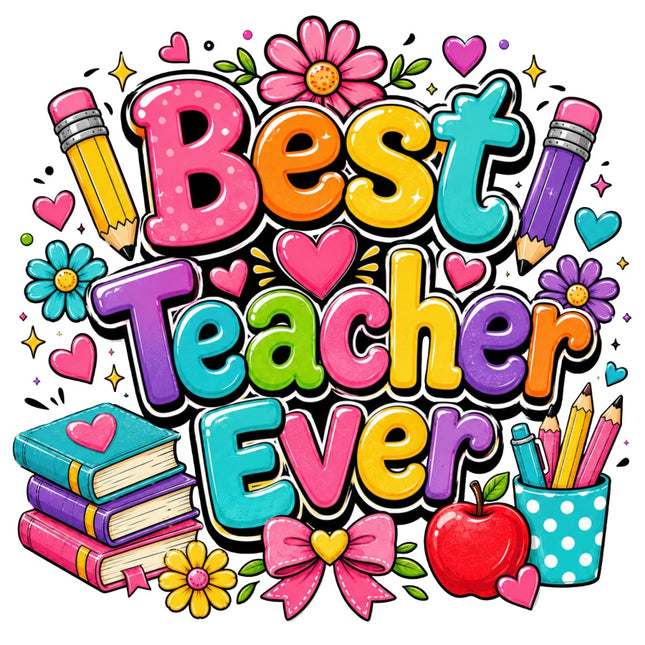 Best Teacher 100% Cotton Fabric Panel Block Quilt Square AAB1052