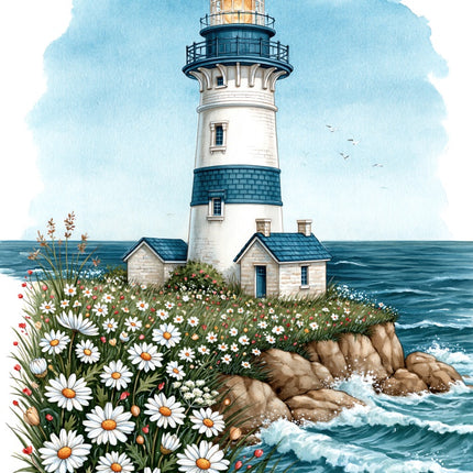 Coastal Lighthouse 100% Cotton Fabric Panel Block AAB1061