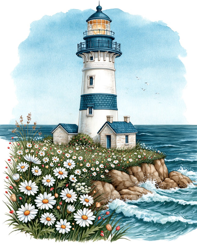 Coastal Lighthouse 100% Cotton Fabric Panel Block AAB1061